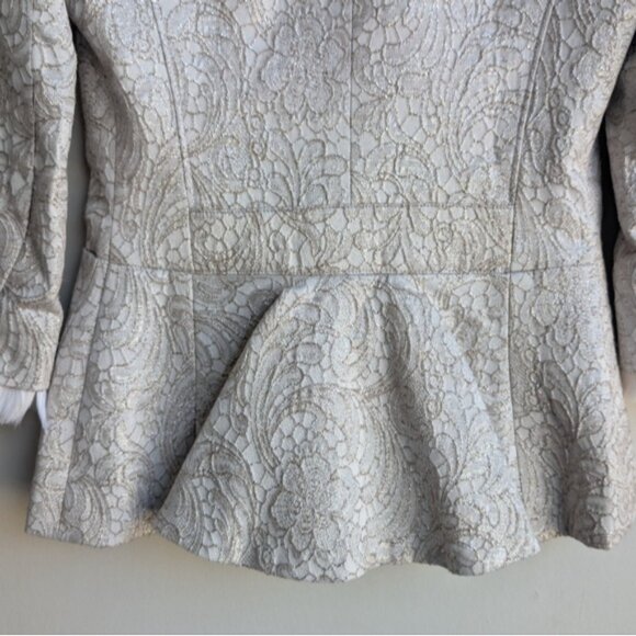 Ross Mayer gold/silver couture two piece suit skirt set With Feather Trim - Picture 10 of 17